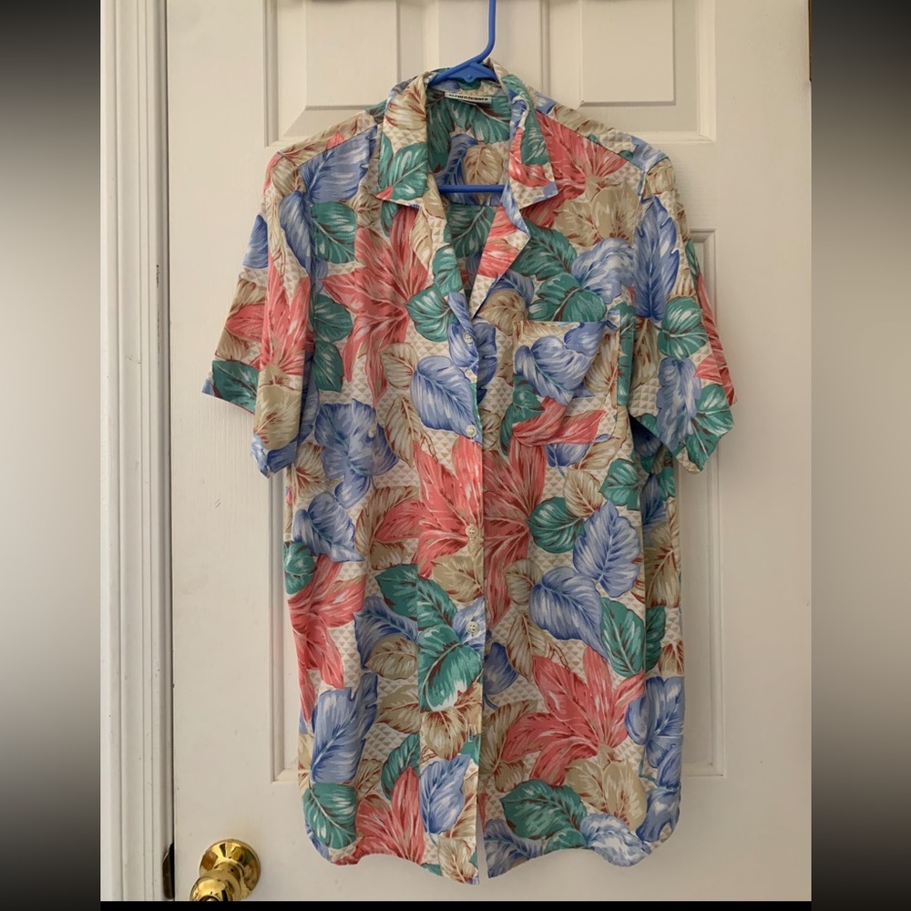 Vintage pink and Blue Hawaiian Shirt